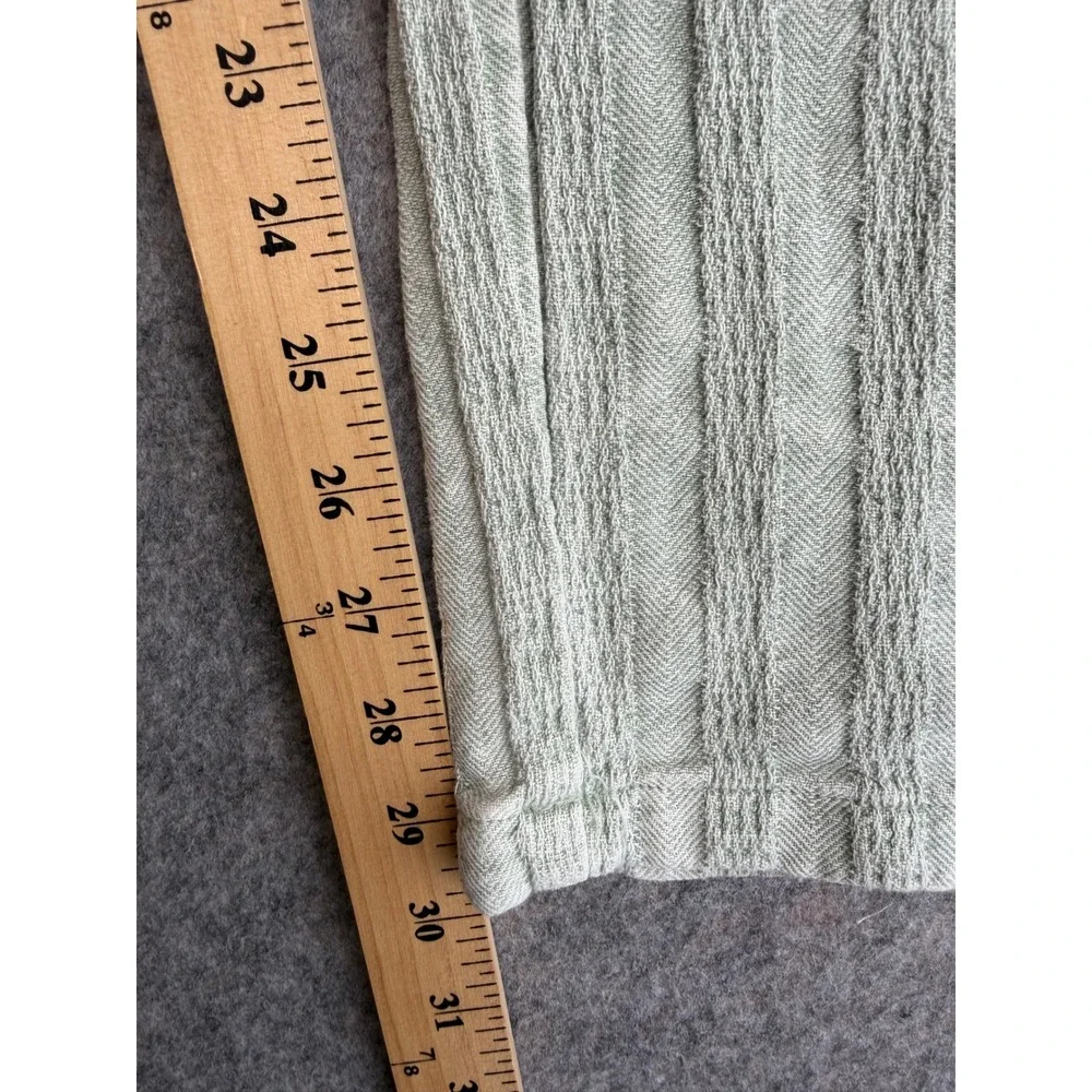 Zara Textured Cotton Wide Leg Pants Womens S Green Drawstring Pull On Coastal